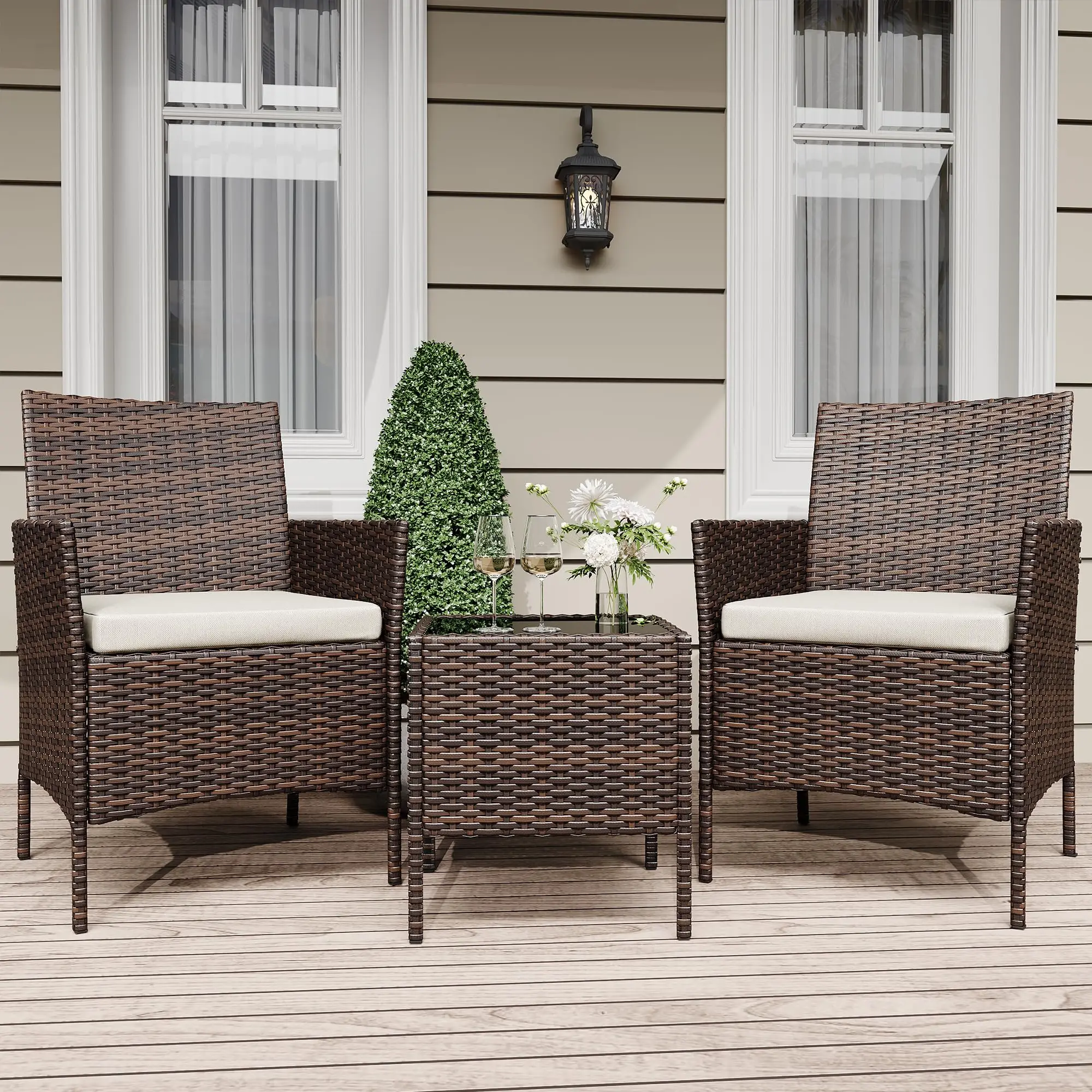 طقم أثاث فناء من 3 قطع، طقم أر - مراجعة Outdoor Furniture Upholstery وسعره