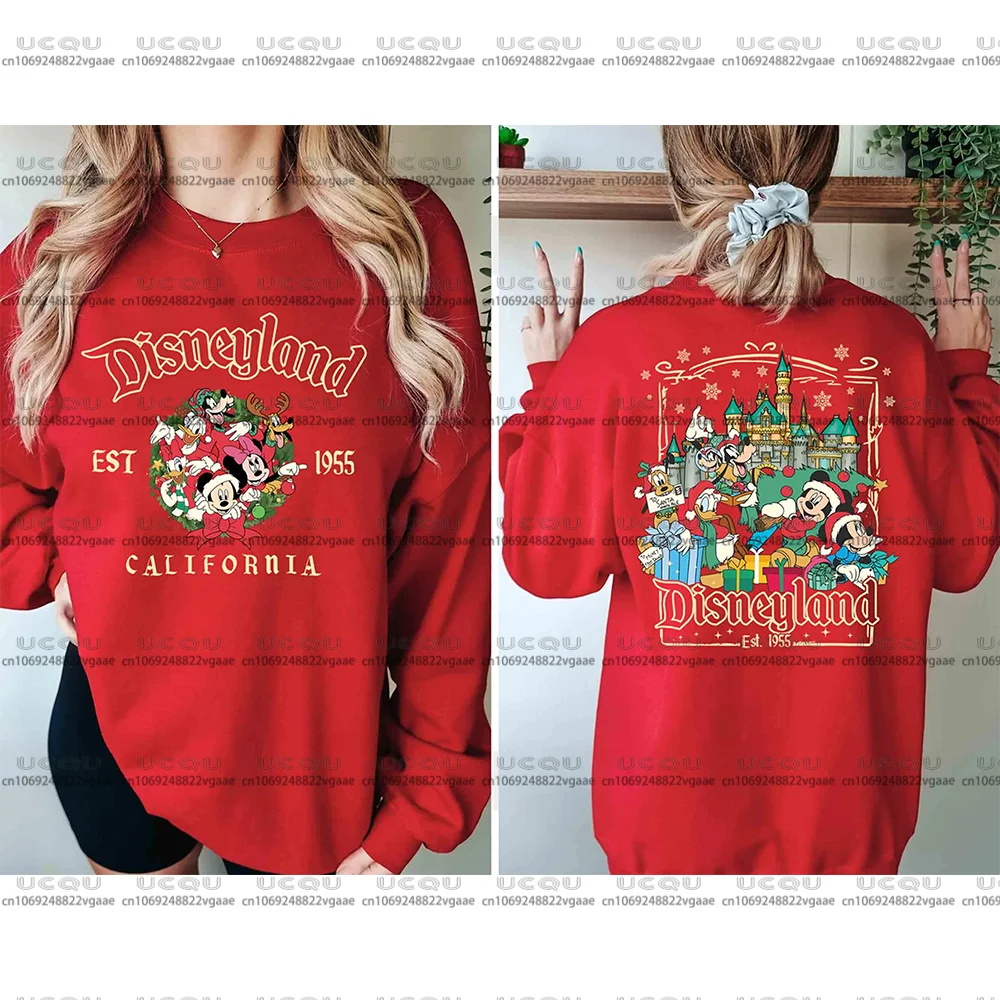 ديزني عطلة الفتيات أفضل Y2k حفلة الأسرة ميكي ديزني وورلد فريندز تي شيرت هدية عيد الميلاد هوديي عيد الميلاد البلوز عيد الميلاد المحملة