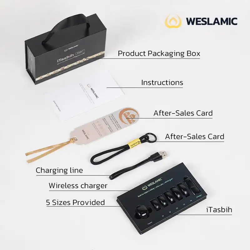 Weslamic new arrivals electronics itasbih ring black tasbeeh counter zikr smart ring electronics product hajj and umrah prayer - view 2