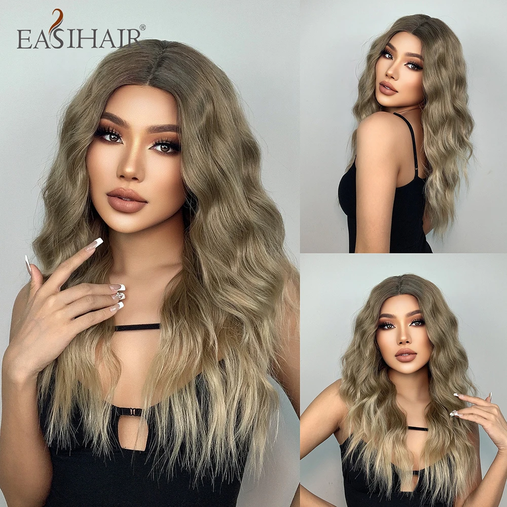 

EASIHAIR Blonde Ombre Synthetic Lace Front Wigs Long Wavy Natural Hair Lace Frontal Wigs for Women High Density Cosplay Wigs