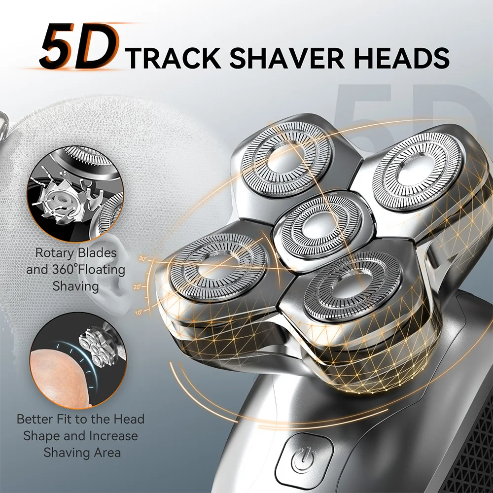 MAXGROOM 5 in 1 Electric Shaver For Man Blad Hair Trimmer Waterproof Head Shaver Beard Trimmer Rechargeable Head Shaving Machine