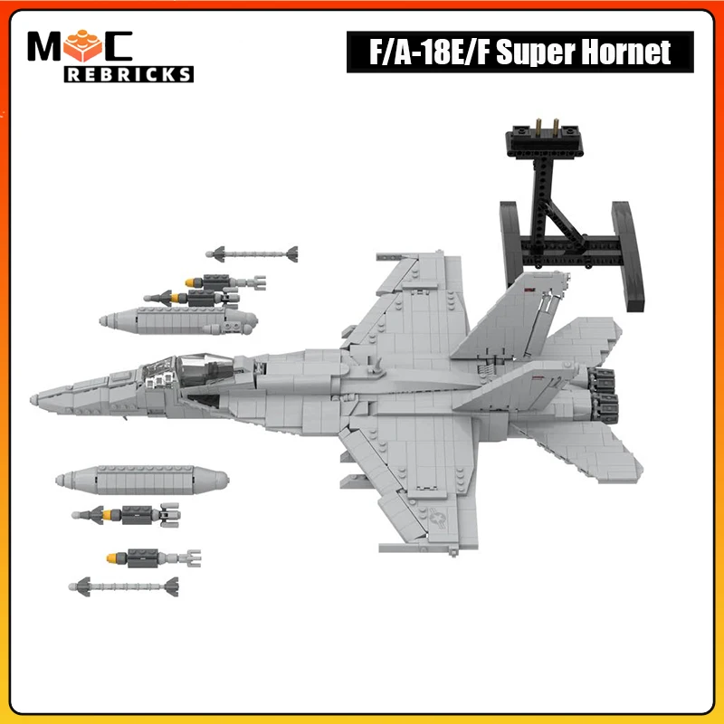 WW2 Military U.S. Navy F/A-18F Super Hornet Fighter MOC Building Blocks Carrier-based multirole fighter Bricks Toys for Children