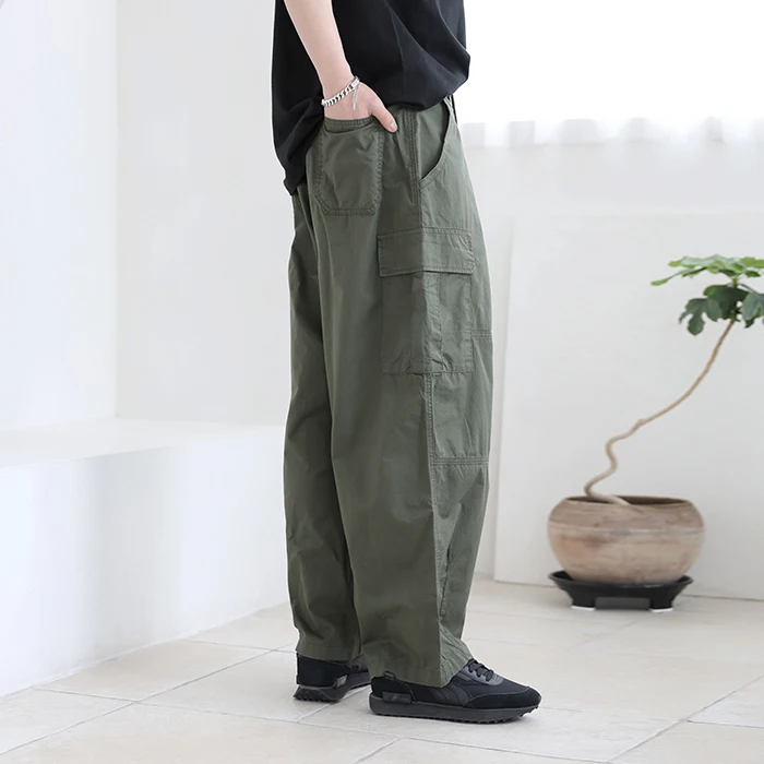 Rear Banding Bottom Tad Rin Pin Tuck Fold Balloon Fit Cargo Pocket Pants 28-34 Fast Delivery