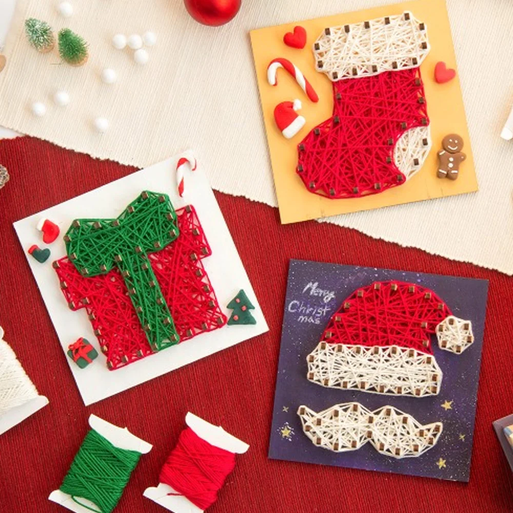 Create a folk art shop Christmas string art