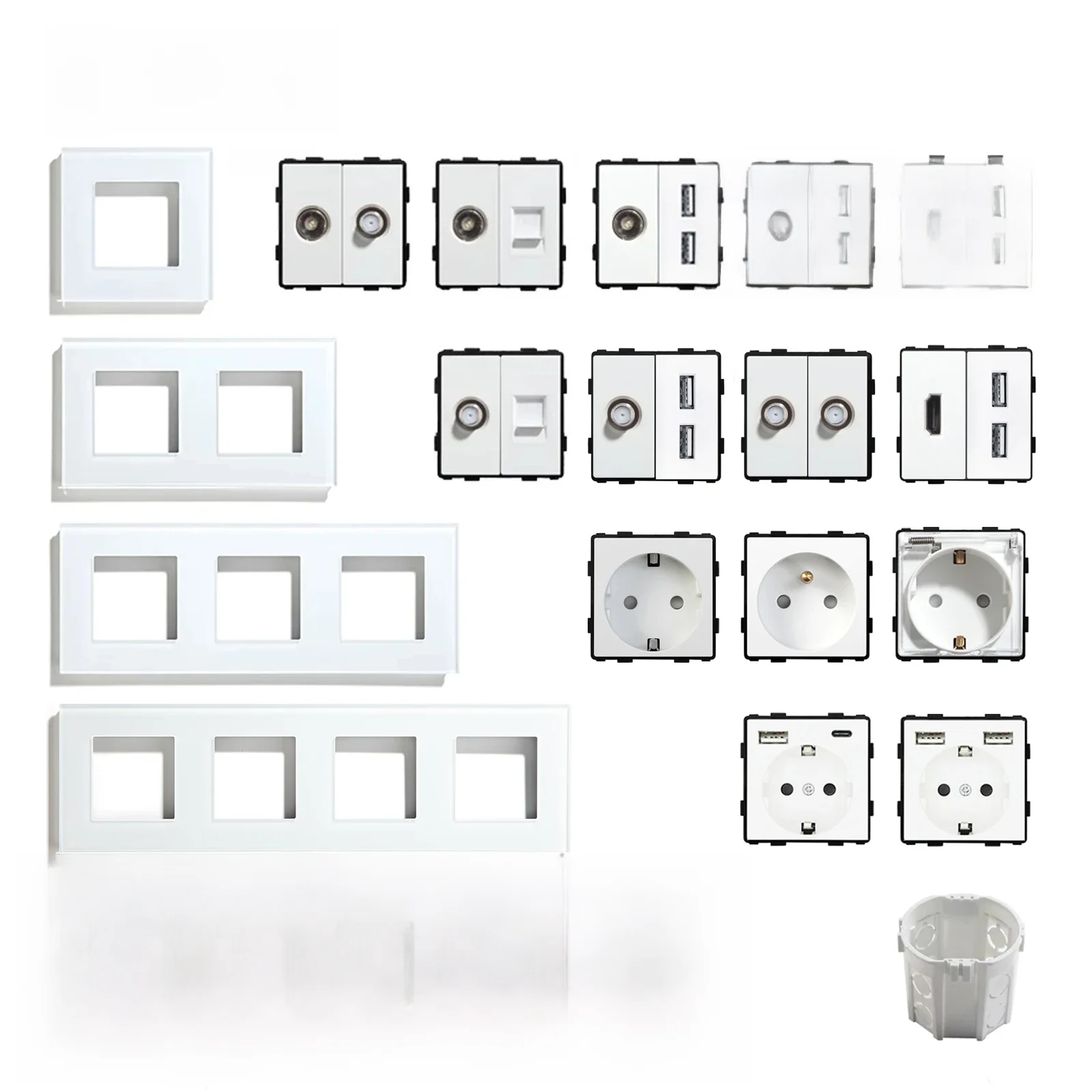 BSEED EU Padrão Tomada USB RJ45 Internet TV ST Peças de Parede Soquete Elétrico Somente Painel de