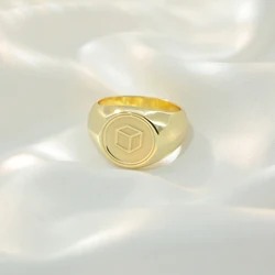 925 Silver Men Ring With 18K Gold Plated Accept Customer's Logo Designing 3D Fashion Ring For Father Gift