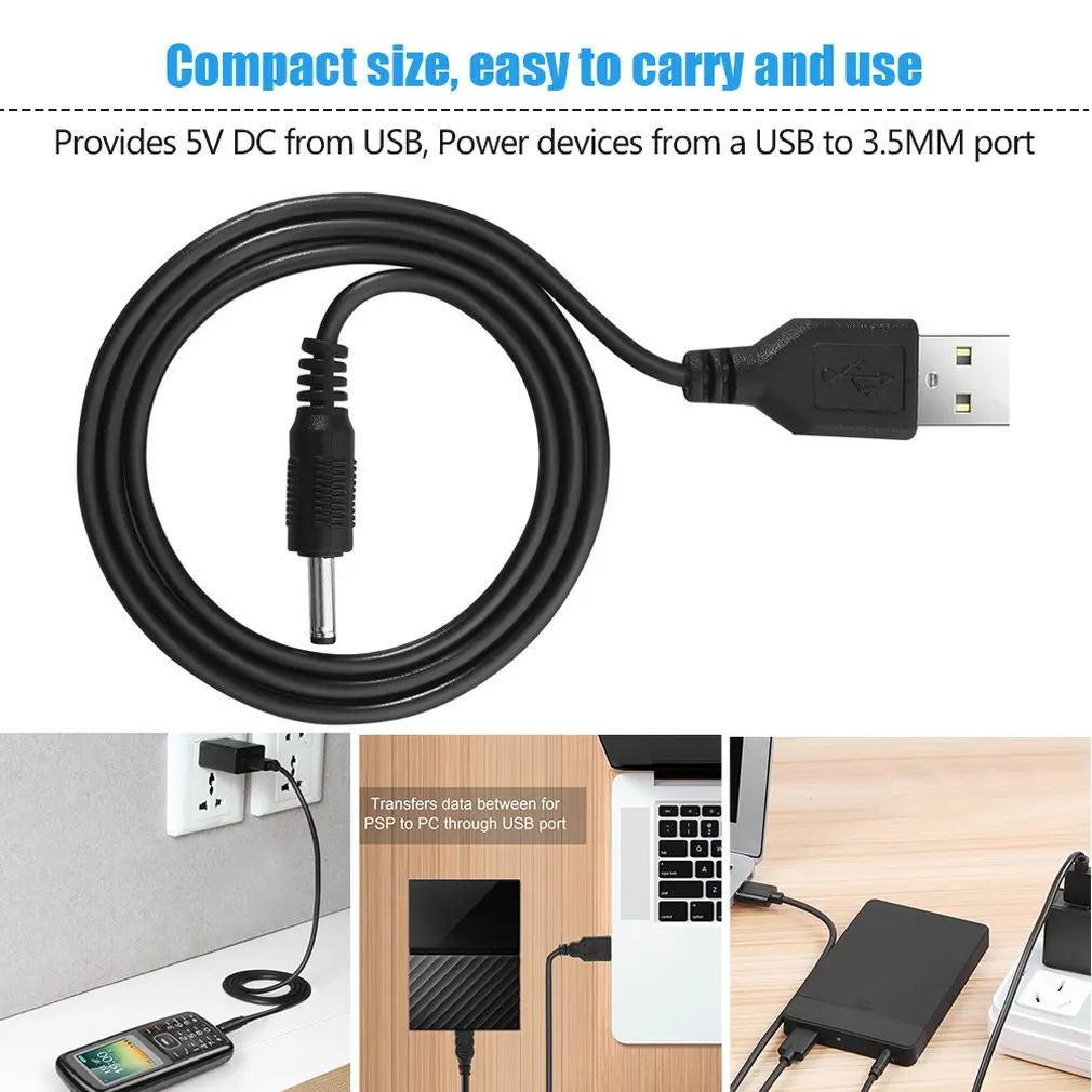 USB 2.0 A TYPE MALE TO 3.5 mm DC Power Plug Stereo  Electronics Device Barrel Quick Connector 5V Cable