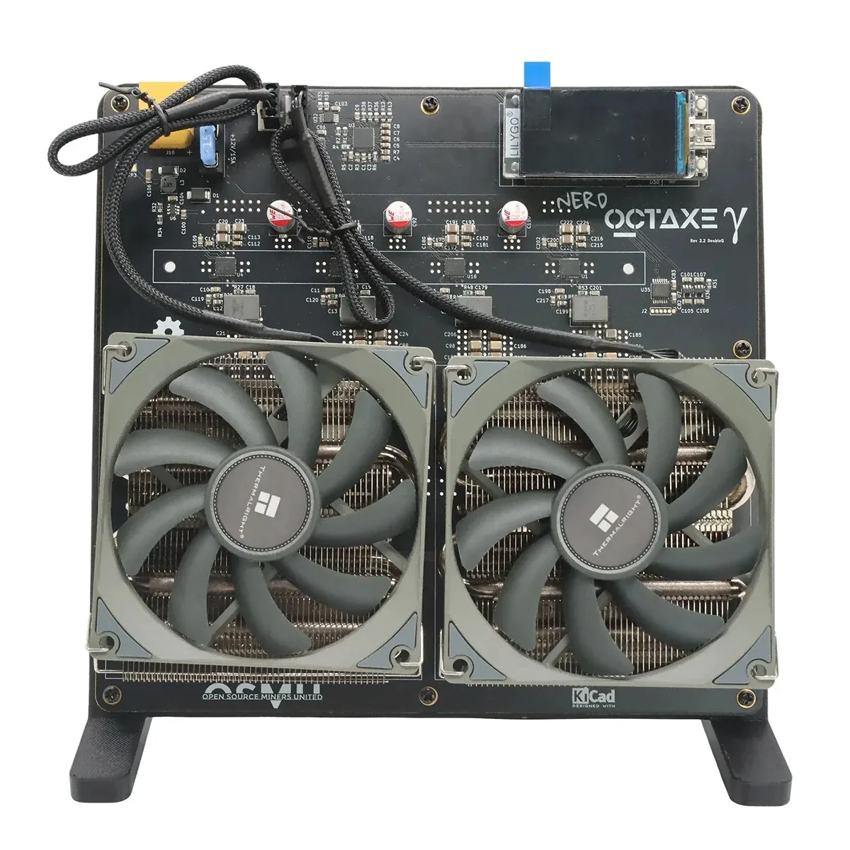 O mais novo Bitaxe Nerdoctaxe Ventiladores duplos Refrigeração a ar 9.6Th/s 160W Bitcoin Home Miner com PSU