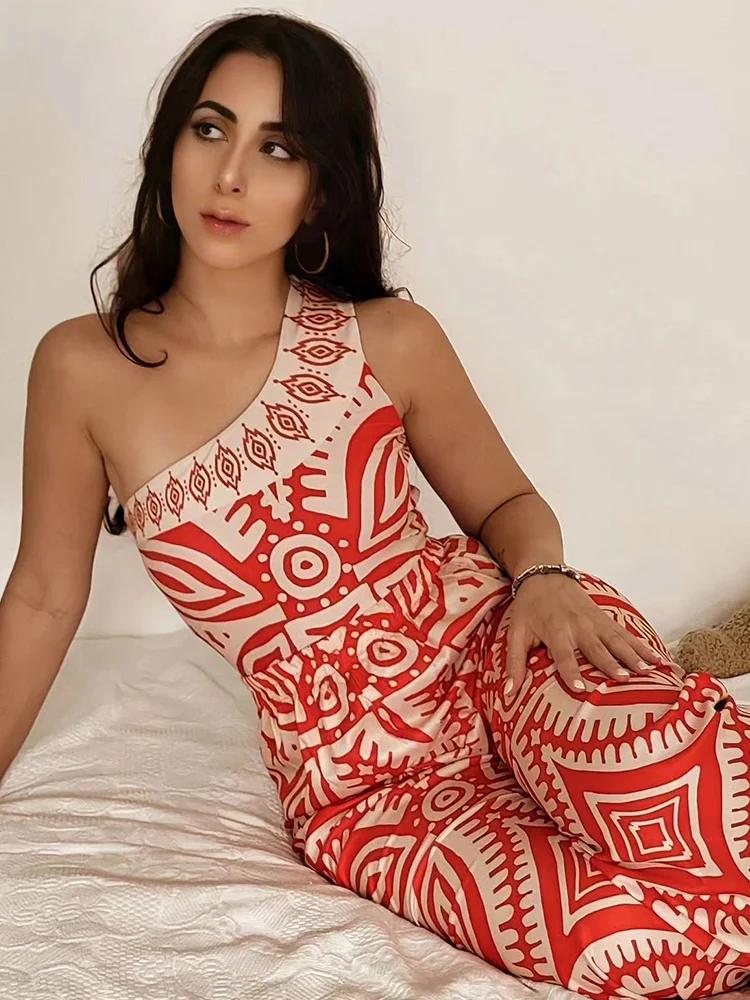 Swimsuit Set 2024 One Shoulder Printed One Piece Vacation Swimwear bikini Women Beachwear Bathing Suit Monokini Two piece