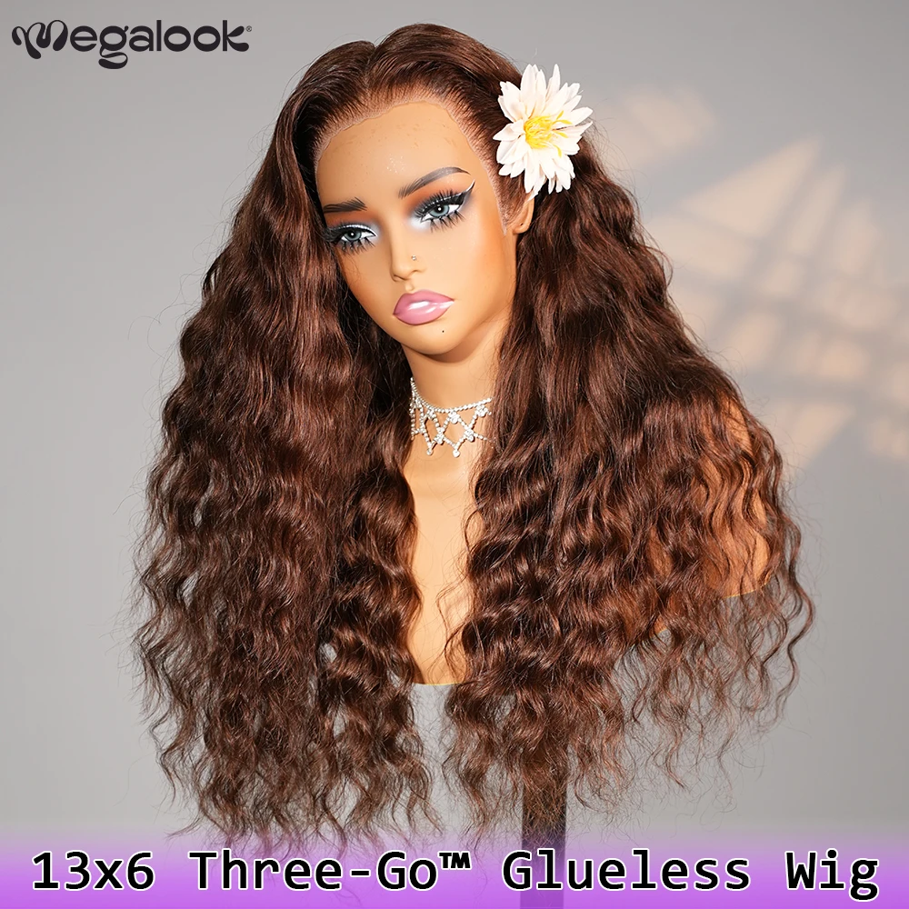 

Megalook 13x6 HD Glueless Chocolate Brown Bohemian Curl with Drawstring 100% Human Hair Wigs Ear to Ear Lace Curly Wig
