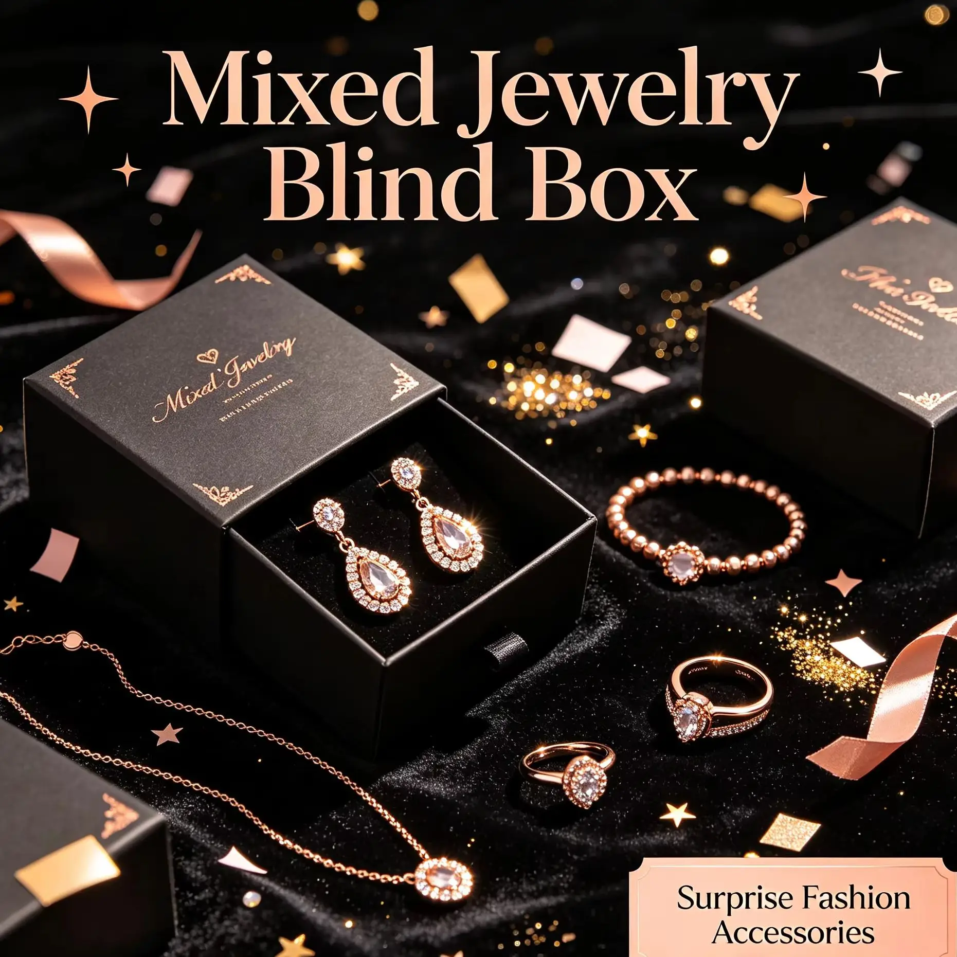Mixed Jewelry Mystery Blind Box Random Earrings Necklaces Rings Bracelets Fashion Surprise Accessories Daily Jewelry Gift