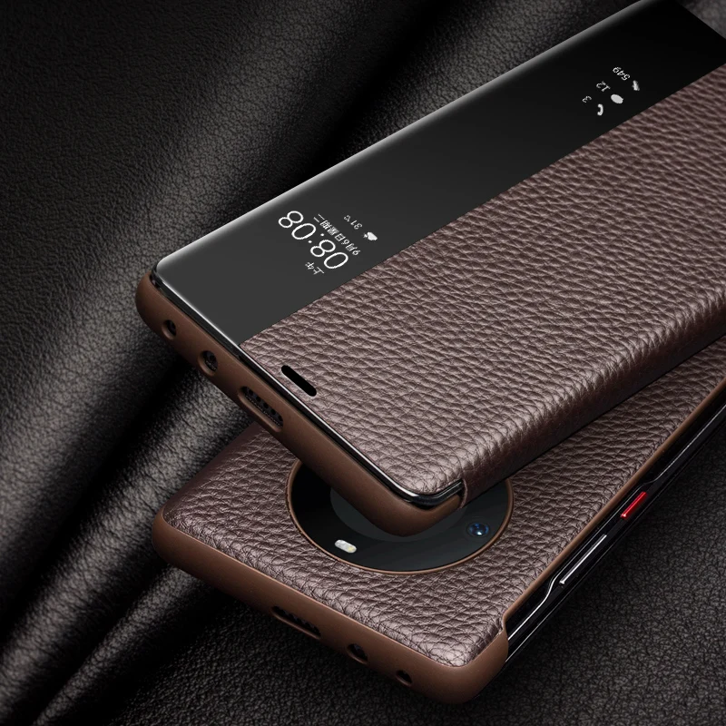 

New QIALINO Genuine Leather Flip Case for Huawei Mate 60 Ultra Light Phone Cover with Smart View Case for Mate 60 Pro