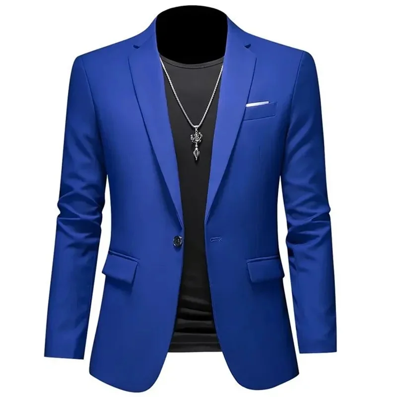 Wysokiej jakości biznesowe garnitury Slim Fit z pojedynczym guzikiem Kurtka męska Slim Fit Casual Fashion Ślub Pan Młody Smoking Marynarka Płaszcze 6XL-M — zdjęcie 2