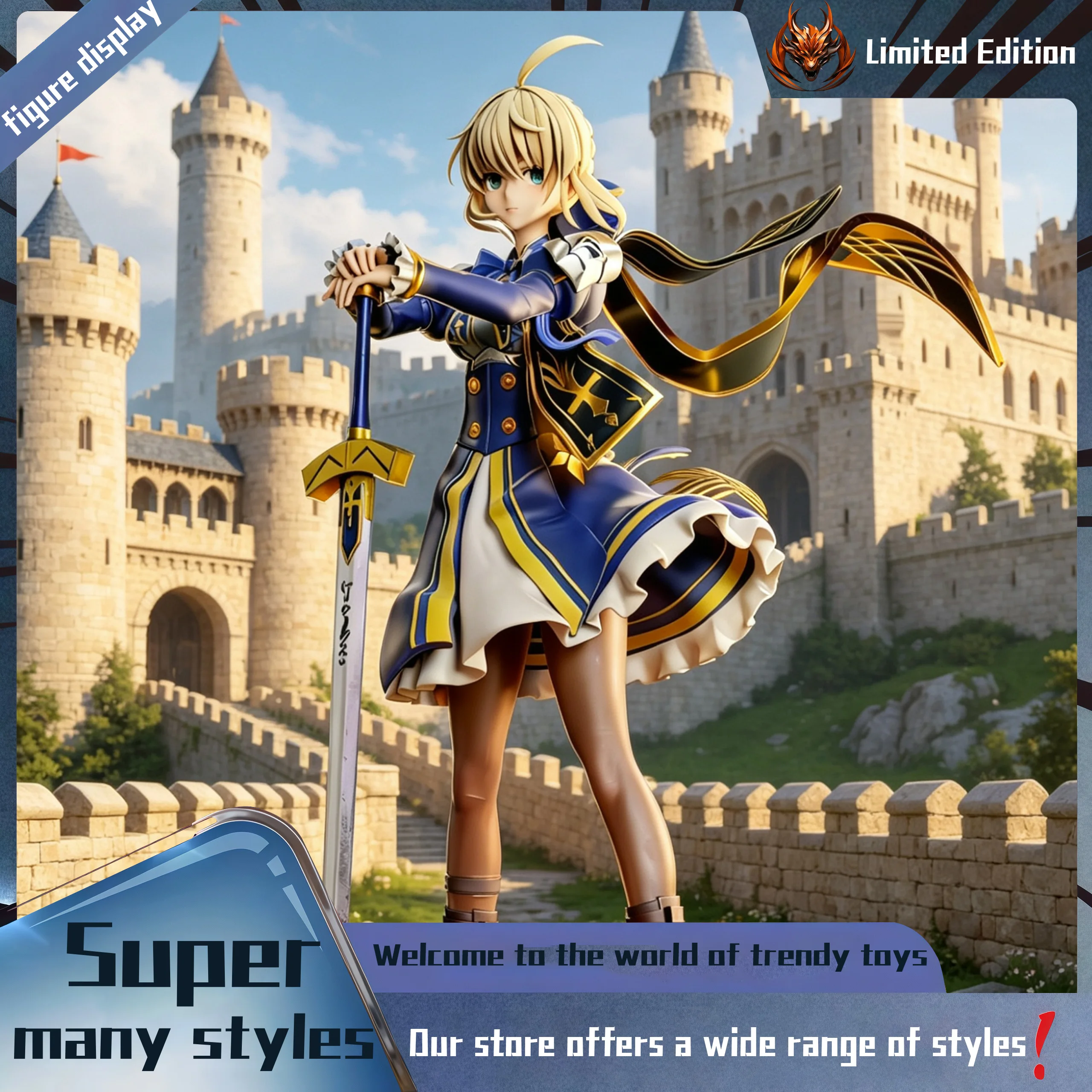 Arturia - Figura de Ação Fate/Zero para Decoração de Mesa, Presente de Aniversário, Brinquedo da Moda para Decoração de Cenários, Decoração de Carro