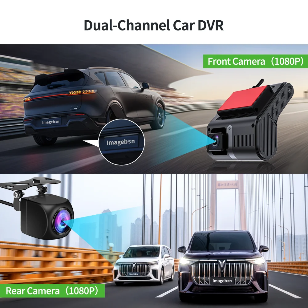 Imagebon 1080P Dash Camera M12 Dual Channel Video Recorder GPS Tracking 4G LET Wifi Hotspot 24h Parking Car DVR