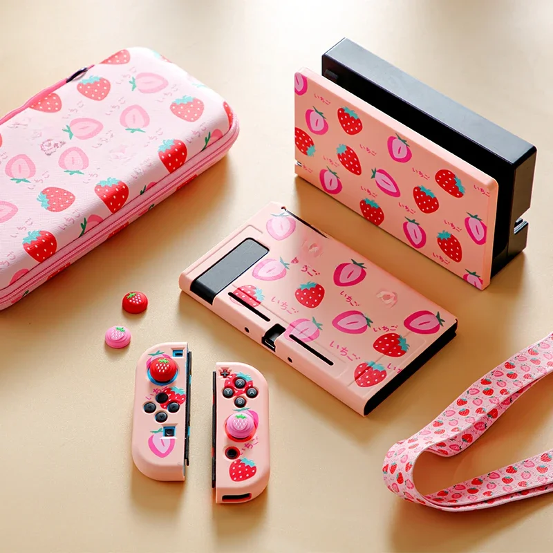 Juste rose Kawaii Harvey pour Nintendo Switch, étui de transport pour fille, coque en TPU Dockable pour contrôleur Joy-Con