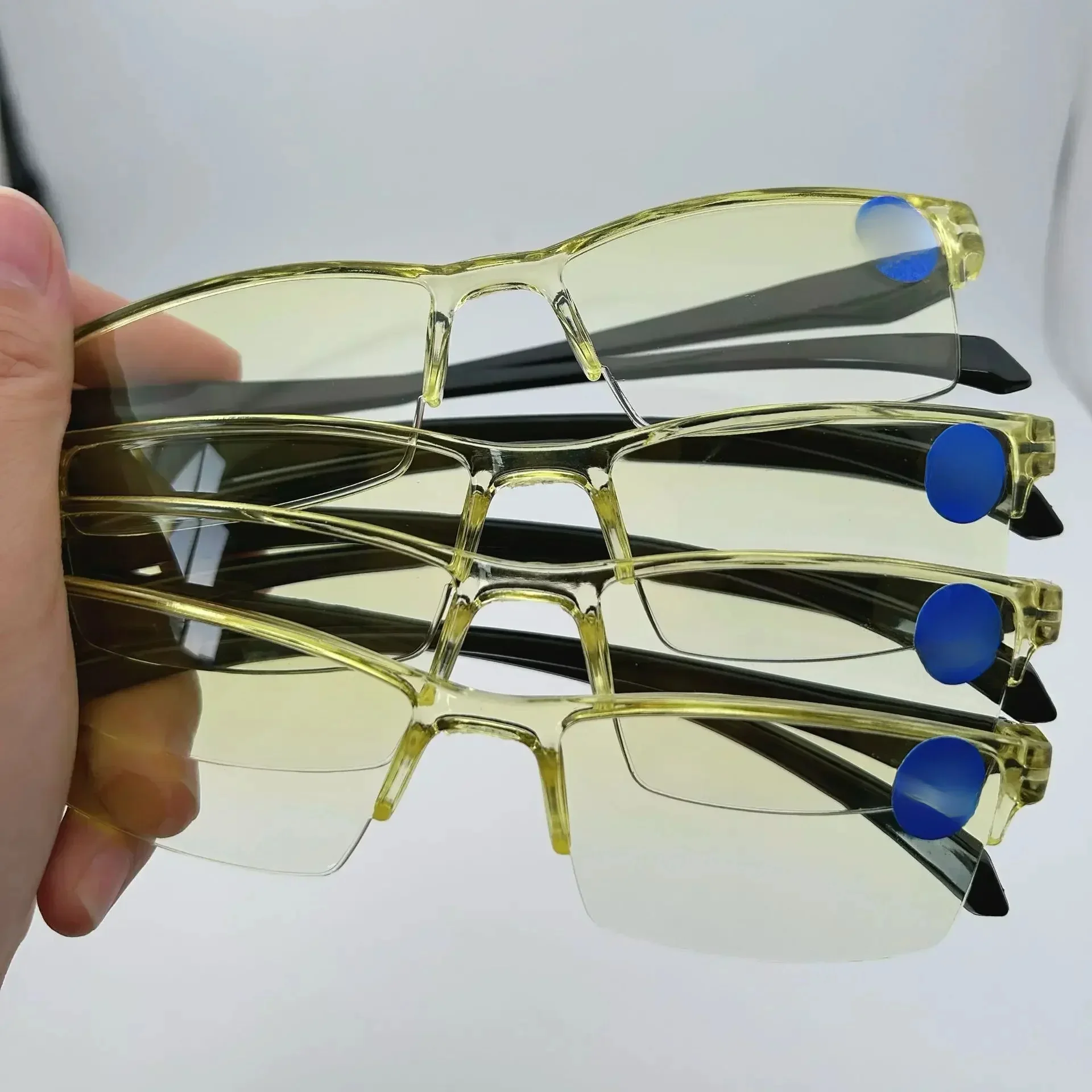 Lunettes de lecture Anti-rayons bleus, Zoom automatique intelligent, mise au point automatique, demi-monture, pour ordinateur de près et de loin, lentilles colorées