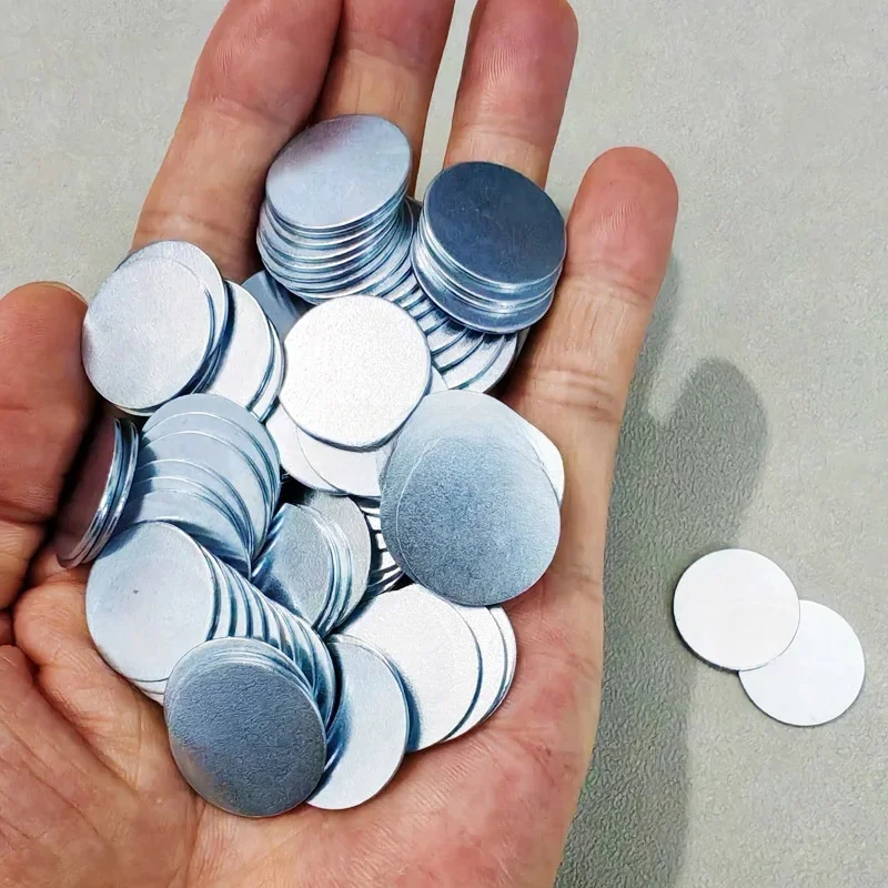 Feuille de fer ronde Ultra-fine, 100 pièces, plaque de fer circulaire, feuille de fer galvanisée, aimant antirouille, peut attirer 0.3mm 0.5mm 0.8mm 1mm