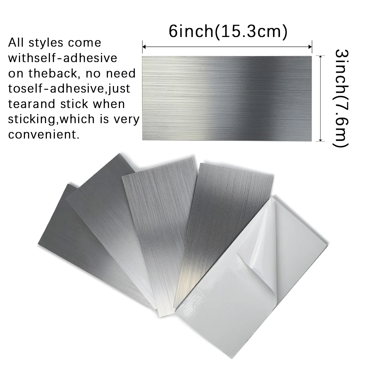 10/60/100 Sheets Stainless Steel Peel and Stick Backsplash for Kitchen, 6\'\'x3\'\' Stick on Metal Tiles for Kitchen Bath Walls
