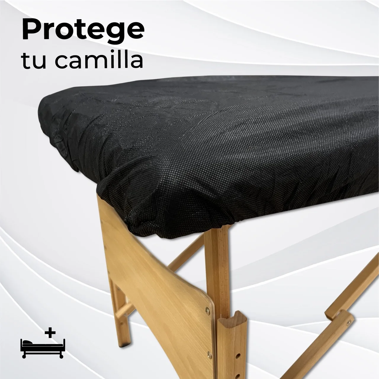 Sábana Desechable SMS Ajustable 95x220 cm Color Negro | Pack Sábanas Desechables para Camilla