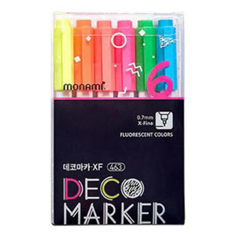 Monami Deco Maka XF 463 0.7mm fluorescent 6 color set