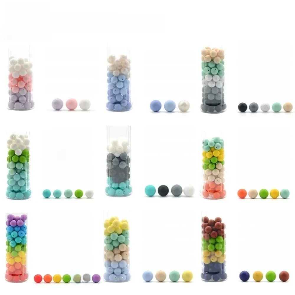 LOFCA 15mm 20pcs/Lot Silicone Beads Loose Baby Fashion Teething Beads Baby Teether Safe Food Grade Nursing Chewing Diy Toy