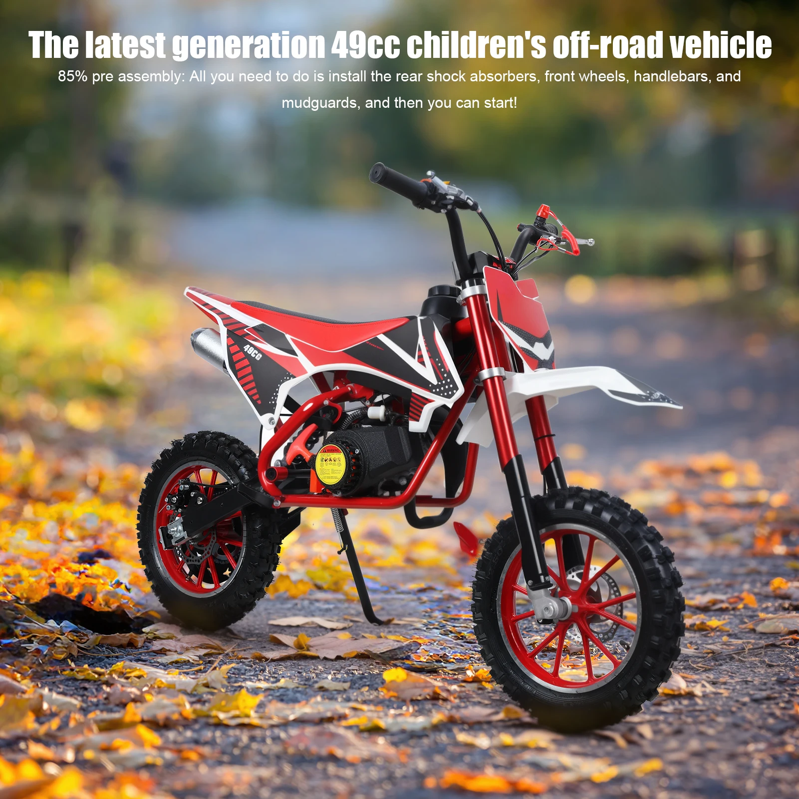 Bicicleta de cross de 2 tiempos, minibicicleta todoterreno de 49cc, con frenos de disco, 25 Mph