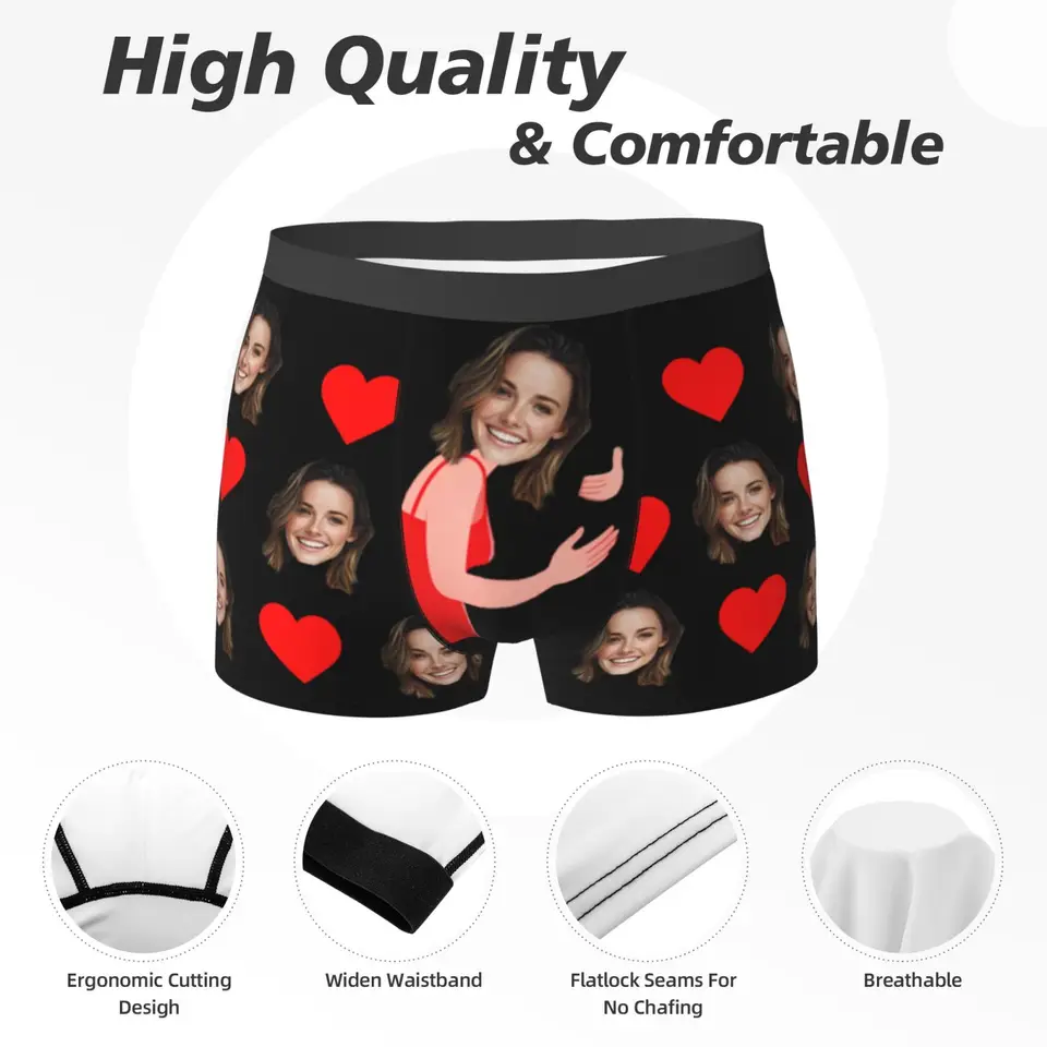 Personalized Face Photo Underwear Custom Boxer Briefs Custom Men Valentine's Day Gift For Husband Anniversary Gift for Dad, image 3