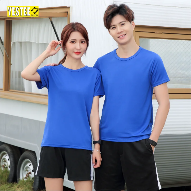 Quick-drying T-shirt Summer Breathable Round neck Top Solid Color Sports Men/Women Same Shirts Custom Printed Embroidery test