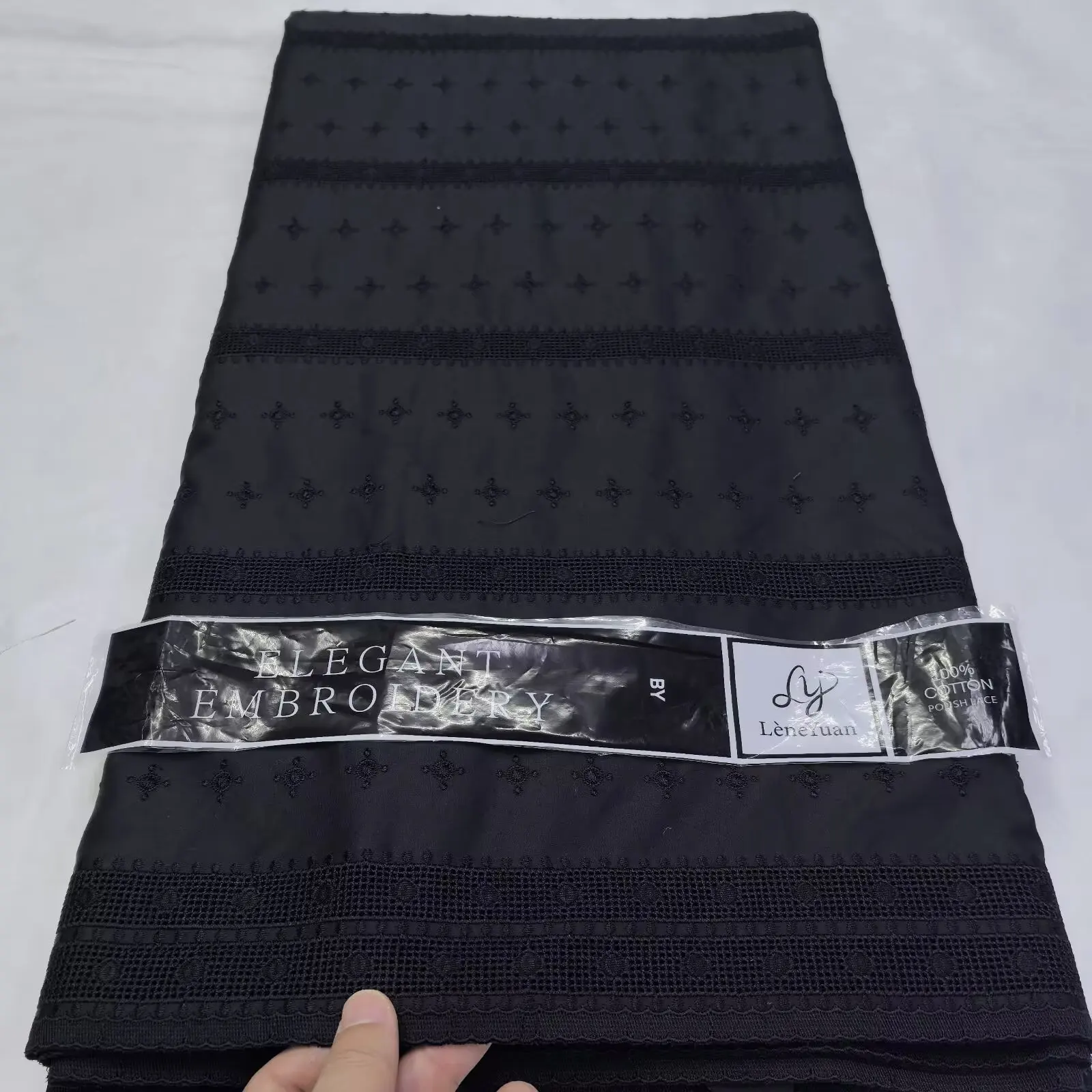 Newest African Cotton Dry Lace Swiss Voile Lace Fabric Luxury Black Color Swiss Cotton Lace For African Man's Clothes Outfits