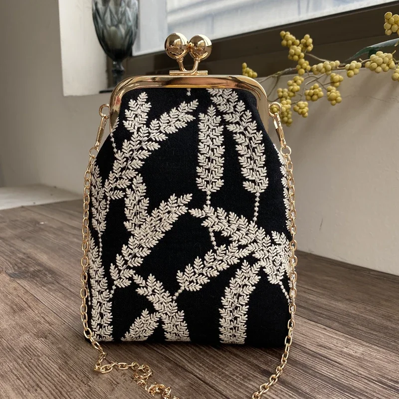 Wysokiej jakości haftowane torby na zamek torebki damskie damskie z łańcuchem torby na ramię Crossbody w stylu Vintage — zdjęcie 2