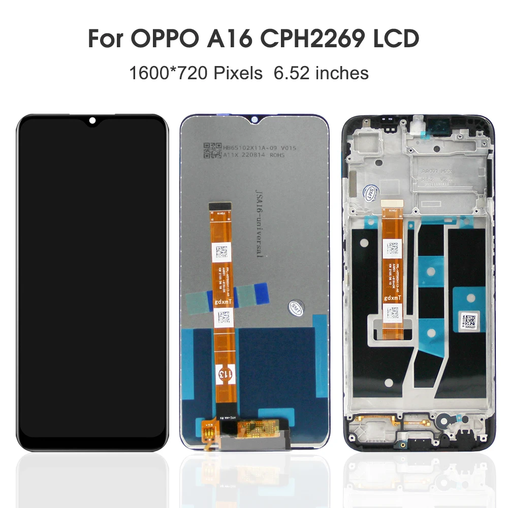 Pantalla LCD táctil para OPPO A16S, repuesto de montaje de digitalizador para A16, CPH2269, CPH2271, 6,52 pulgadas