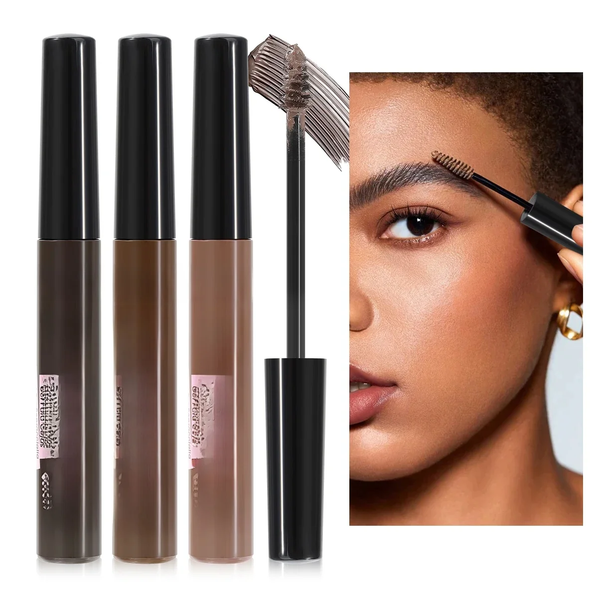 USHAS 3 couleurs Gel à sourcils longue durée imperméable teinte des sourcils Mascara crème sans taches liquide naturel maquillage des sourcils