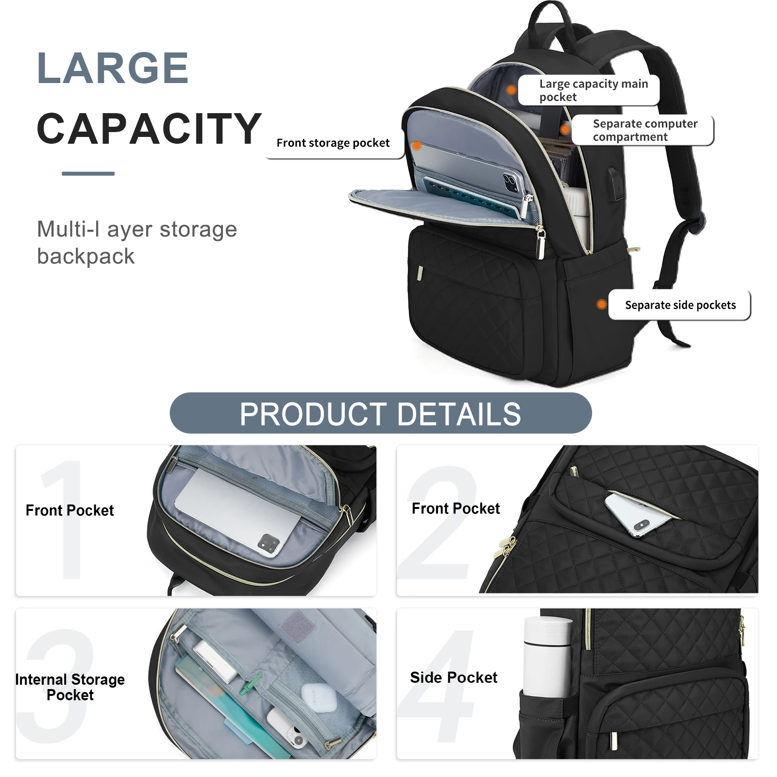 Laptop Backpack for Women Computer Bag Casual Notebook Back packs for Work Travel Business Trip College Backpack Practical Gift