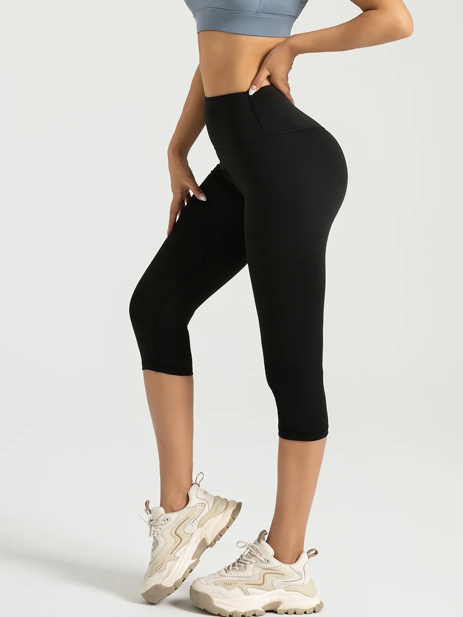 PINGNIAO-pantalones de Yoga hasta la pantorrilla para mujer, mallas Capri de cintura alta sin costuras para entrenamiento, Control de barriga, mallas para correr y Fitness, 3/4