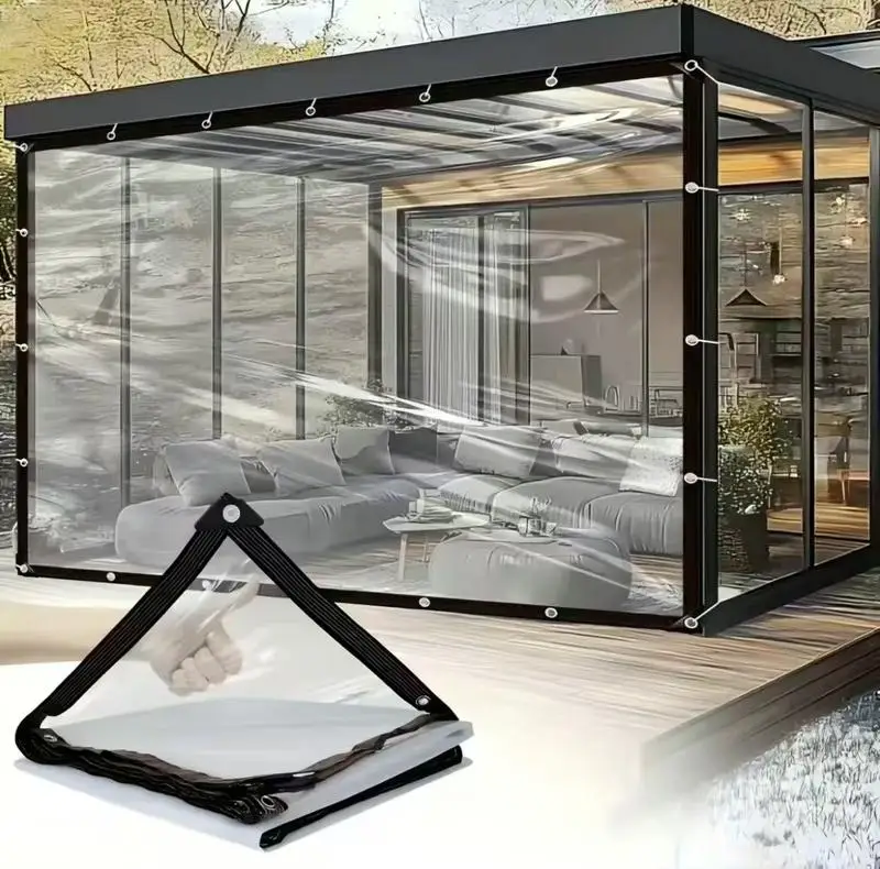 

10 x 13ft Clear Waterproof Tarp with Grommets, Heavy-Duty Transparent Cover for Greenhouse, Garden, Patio & Outdoor Shelter