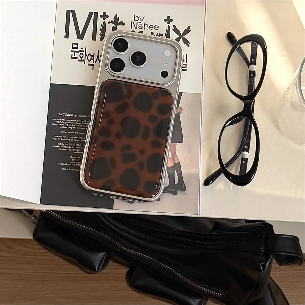 새로운 럭셔리 드롭 글루 레오파드 프린트 앰버 플래티넘 레트로 아이폰 17 프로/13/14/15/16 프로 맥스 안티 드롭 에디션 올 인클루시브