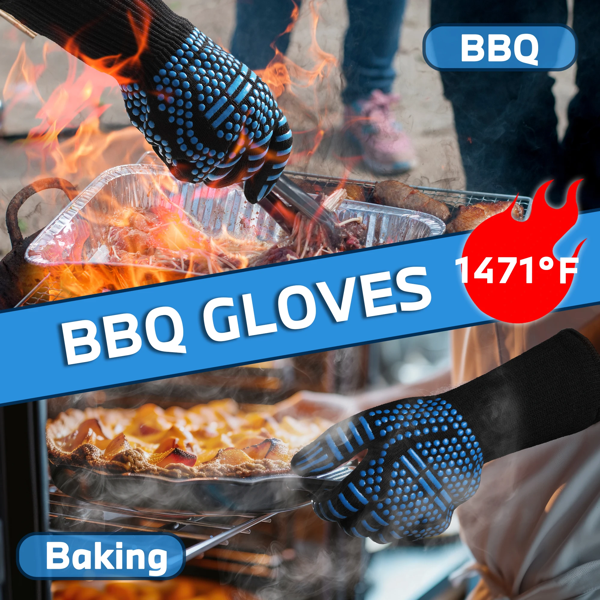 Ultra-High-Strength Heat Resistant Gloves, Maximum 1471°F Thermal Protection, Durable Safety Work Gloves for Welding/Baking