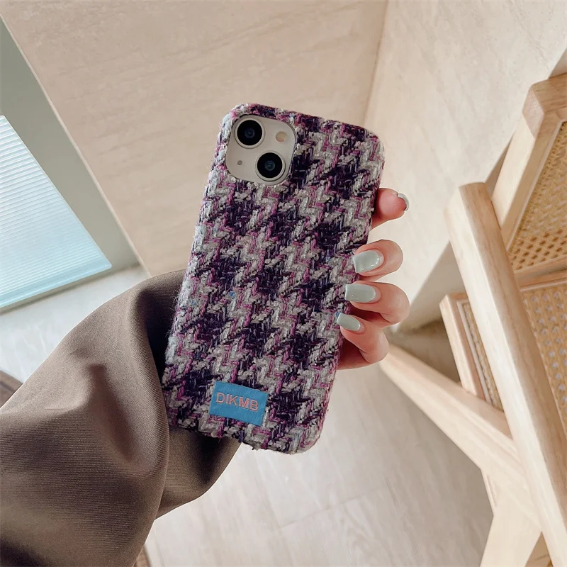 Small fragrant purple wool cloth mobile phone case for the case iPhone13ProMax cases15pro 16Pro 14 12promax 11 Korean anti-fall