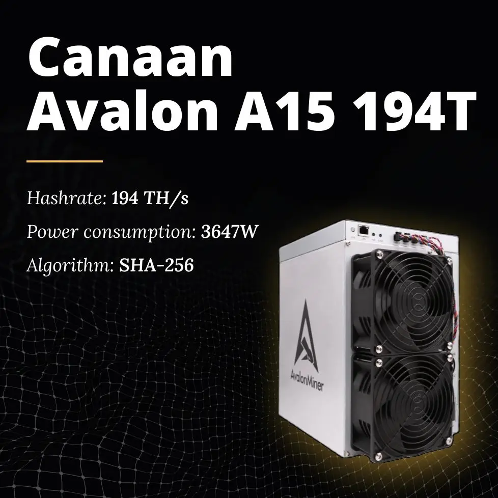 

TT BUY NOW Canaan Avalon A15-194T 3647W Bitcoin Miner - Excellent Condition