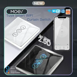 MOES 2.5D Arc WiFi Smart Blind Switch Tuya RF433 Roller Shutter Glass Touch Panel Wireless Remote Control Alexa Google Home
