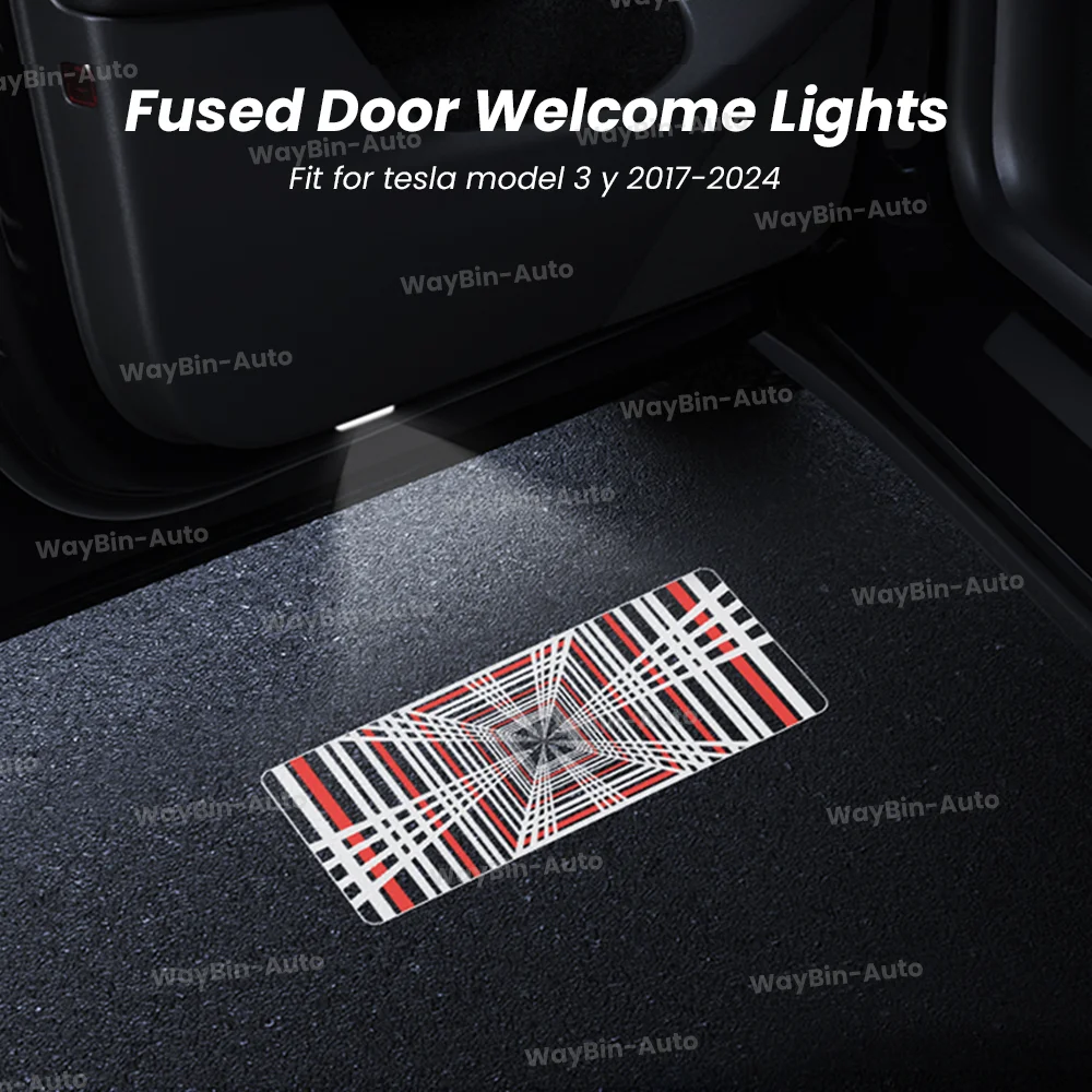 Welcome lights for Tesla Model 3/Y 2017-2024 door lights LED Atmosphere lights Plaid spotlights replace modification accessories