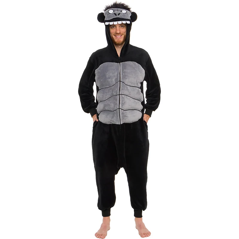 2024 Kids Monster Monkey Blanket Onesie Animal Chimpanzee Hooded Pyjamas Adult Gorilla Union Suit Halloween Costume For Family