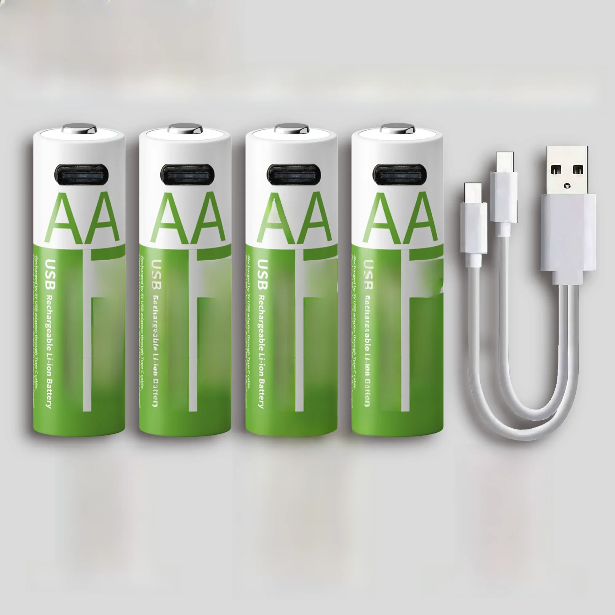 AliExpress Rscrola Latest Rechargeable 1.5V AA 13600mAh USB Lithium Battery , Fast Charging Li-ion AA Battery  , 2000 Cycle with USB- C Port Cables
