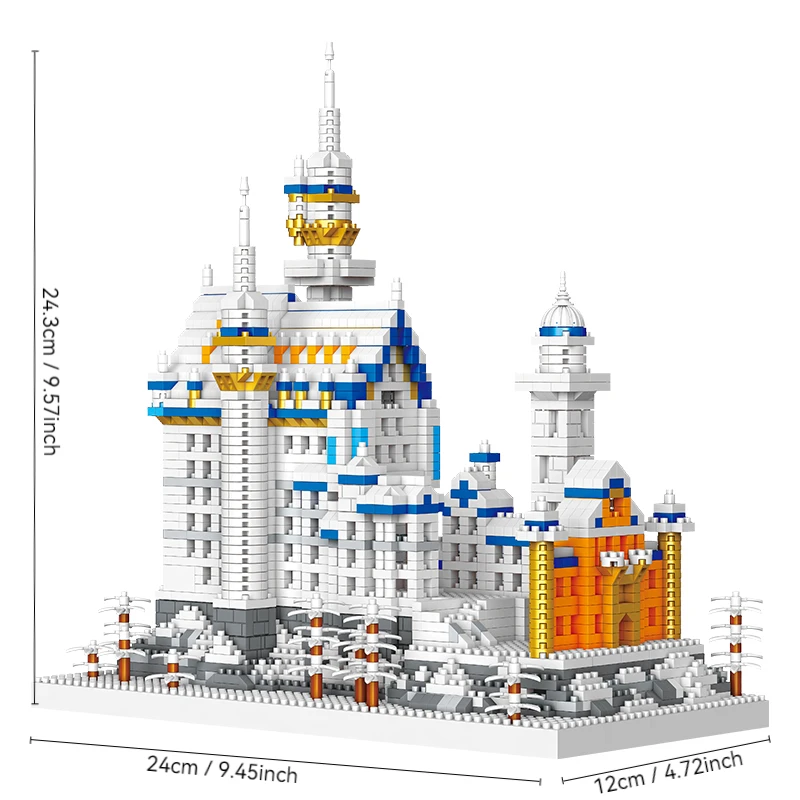 Duitsland Zwaan Steen Kasteel Micro Bouwstenen Set, Beroemde Wereld Architectuur Model Creatieve Collectie Bouwspeelgoed voor volwassenen