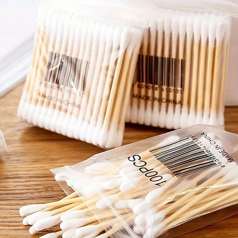 Coton-tige 100/500/1000/2000 unités-bâtons de bambou coton-tige pour oreilles-coton-coton épais Double rond adapté au maquillage