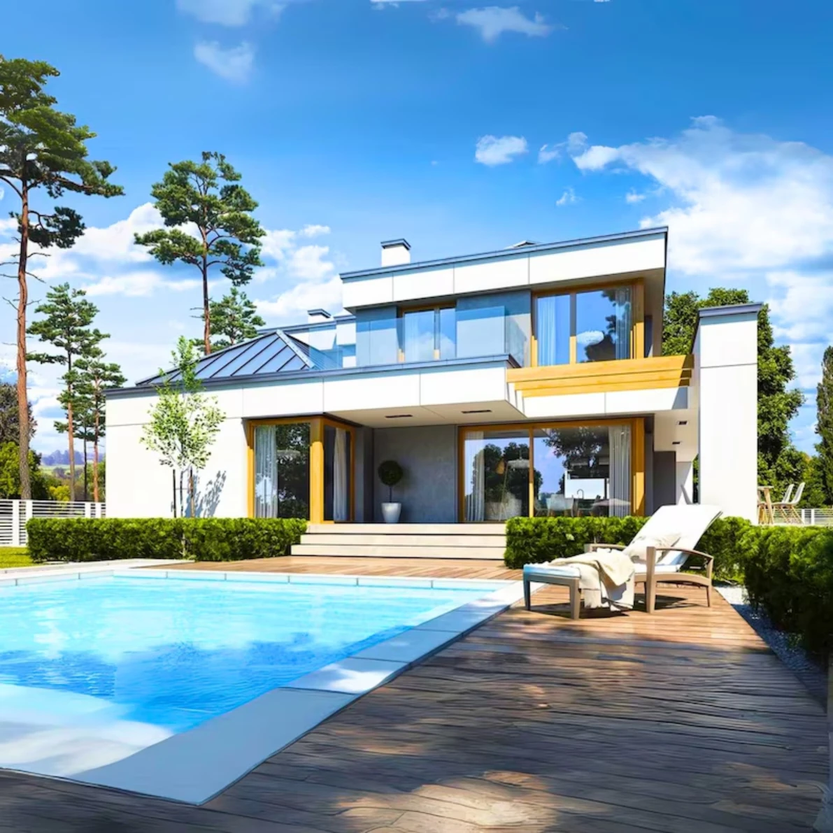 

План Modern House (Буклет с принтом) 17х20м | Домашние чертежи в спальне с сауной, гаражем, офисом | Планы здания виллы своими руками