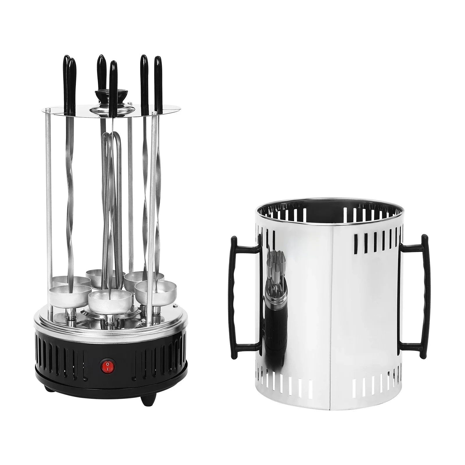 1000W verticale elektrische grill, verticale draaispitgrill, elektrische roterende grillmachine met 5/6 spiesjes rookvrij - afbeelding 2