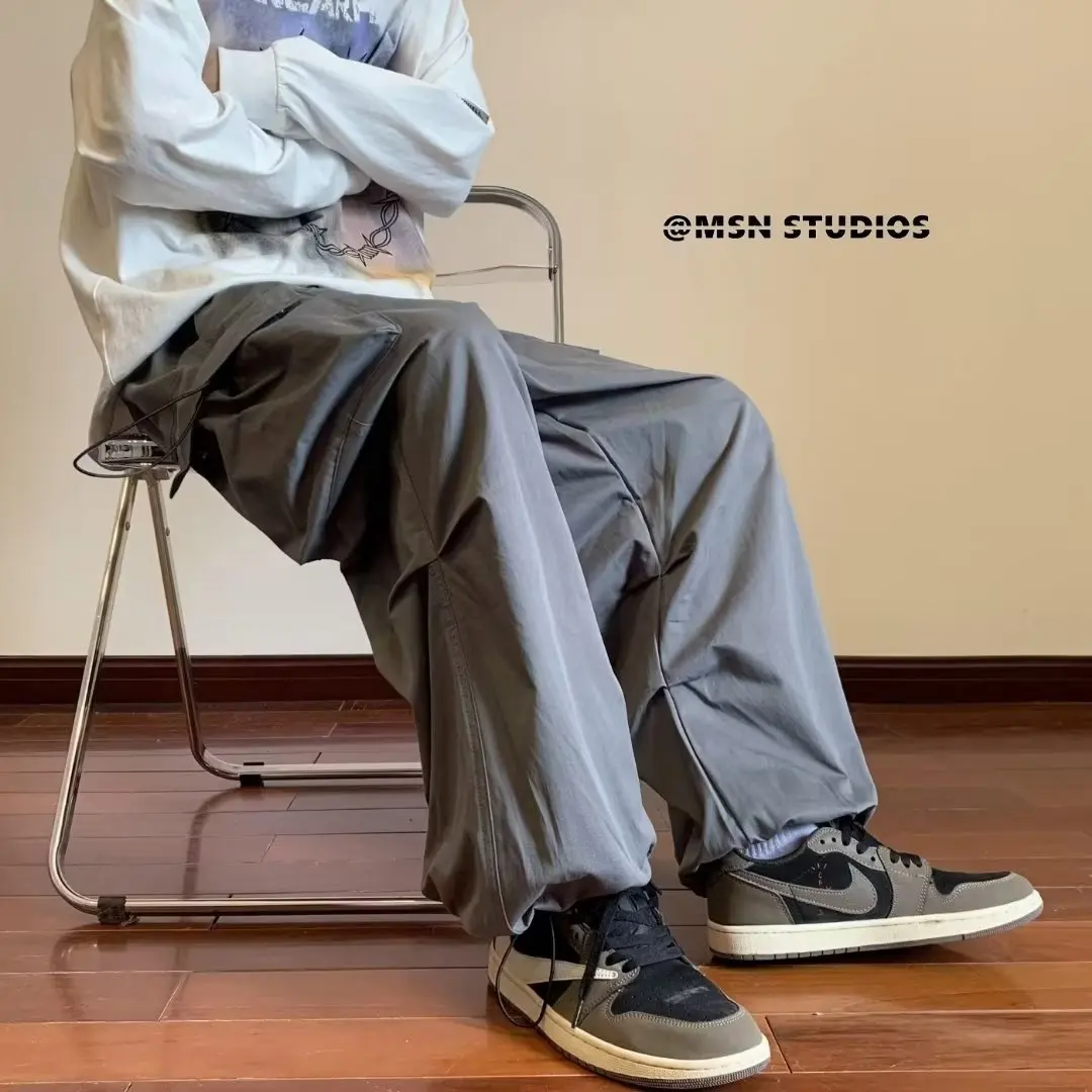 

2026 New Outdoor Spring Harem Multicolored Ventilate Casual Pants Men Elastic Waist Solid Color Cargo Pants Multi Baggy Pants