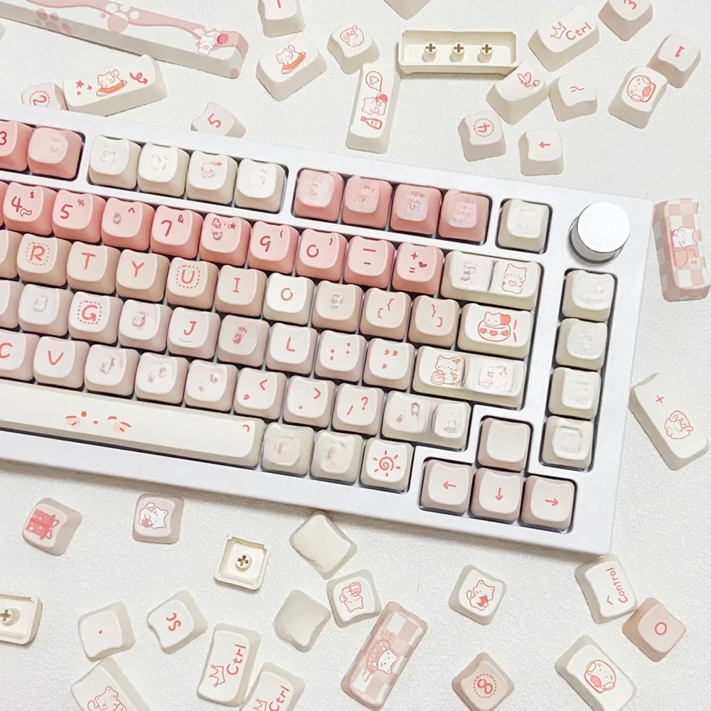 Cat KeyCaps 142 klawisze Sea Salt Cute Pink Party Keycaps do klawiatury mechanicznej MAO Profile Replacement Cap do klawiatury 68 75 108 — zdjęcie produktu 7